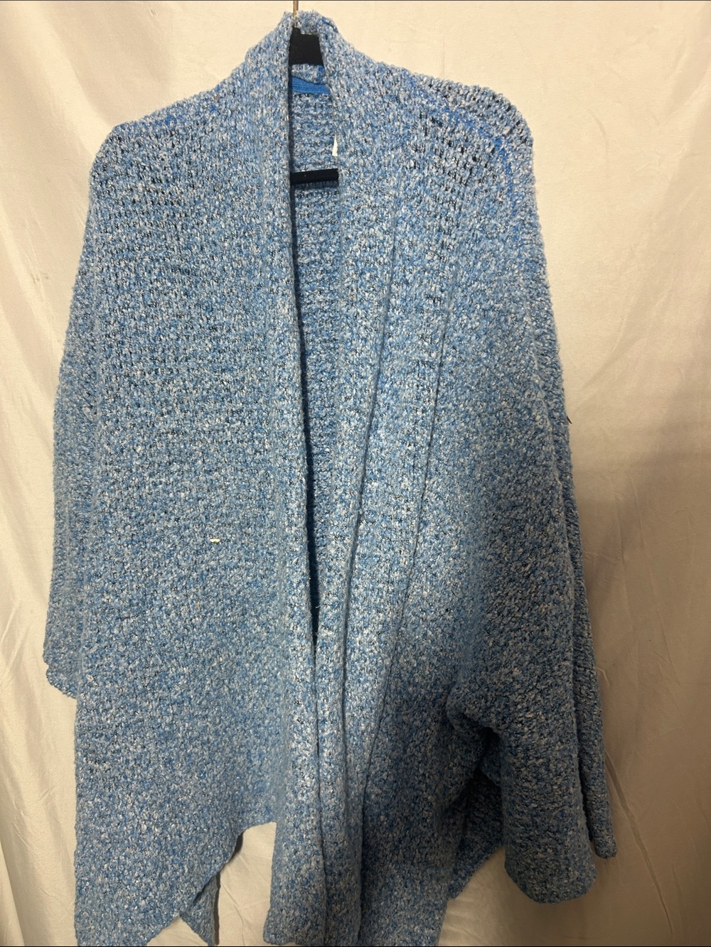 Free People Powder Blue Bouclé Open-Front Poncho